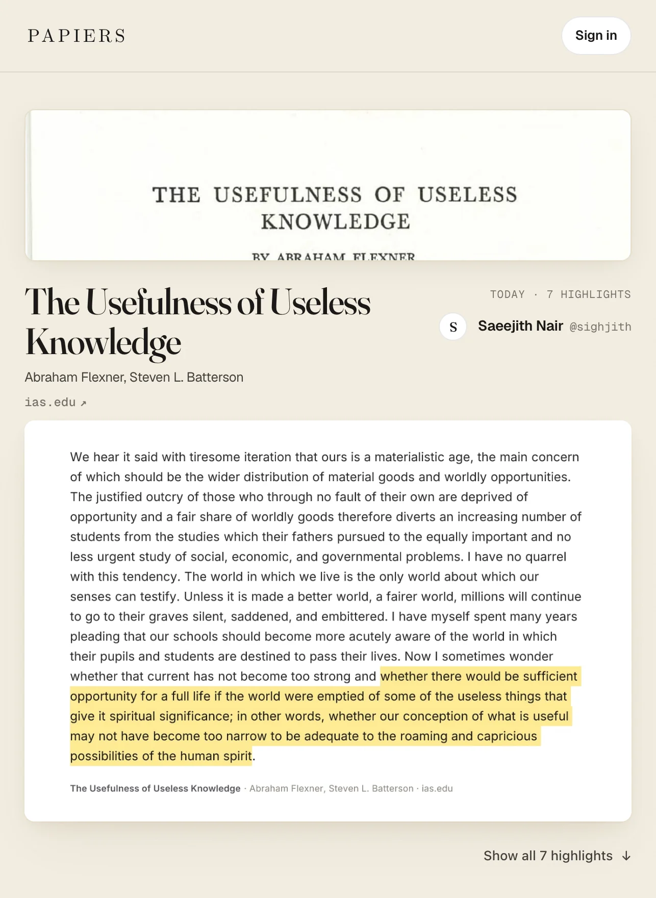 The Usefulness of Useless Knowledge shared as a public Papiers card